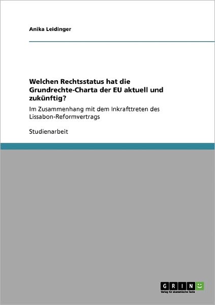 Cover for Leidinger · Welchen Rechtsstatus hat die (Book) [German edition] (2009)