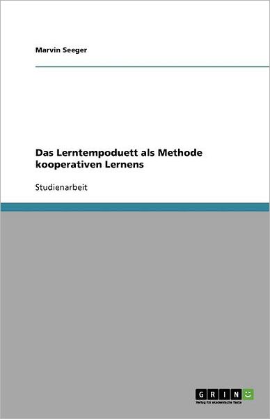 Cover for Seeger · Das Lerntempoduett als Methode k (Book) [German edition] (2011)