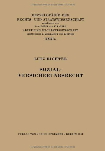 Cover for Lutz Richter · Sozialversicherungsrecht (Paperback Book) [1931 edition] (1931)