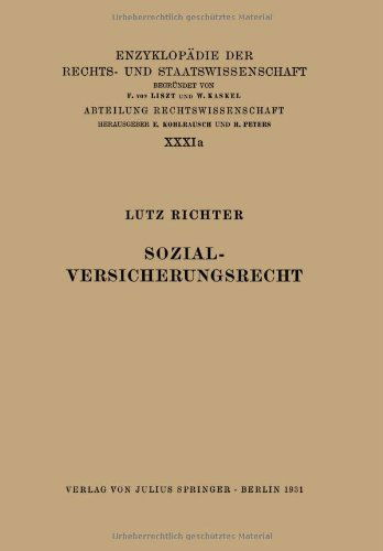 Cover for Lutz Richter · Sozialversicherungsrecht (Pocketbok) [1931 edition] (1931)