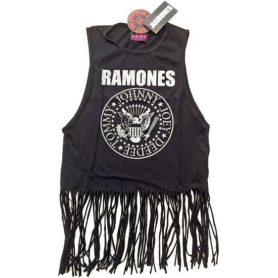 Cover for Ramones · Ramones Ladies Tassel Vest: Vintage Presidential Seal (Klær) [size S] [Black - Ladies edition]