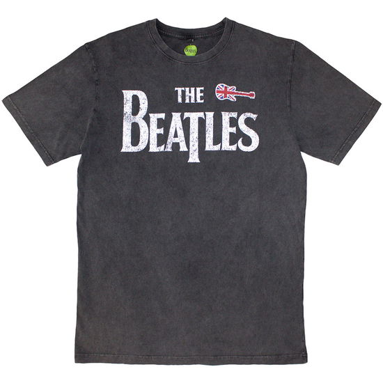 The Beatles Unisex Stone Wash T-Shirt: Guitar & Drop T - The Beatles - Merchandise -  - 5056737298017 - November 22, 2024