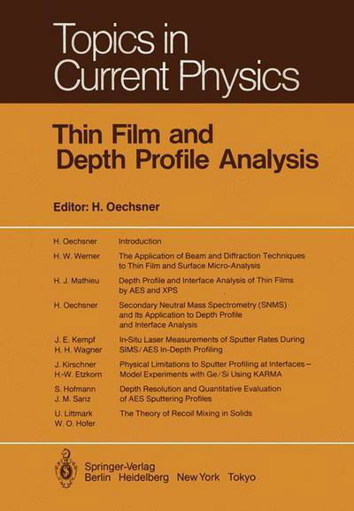 Cover for H Oechsner · Thin Film and Depth Profile Analysis - Topics in Current Physics (Taschenbuch) [Softcover reprint of the original 1st ed. 1984 edition] (2012)