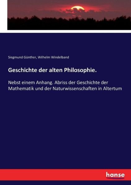 Cover for Günther · Geschichte der alten Philosophi (Bok) (2016)