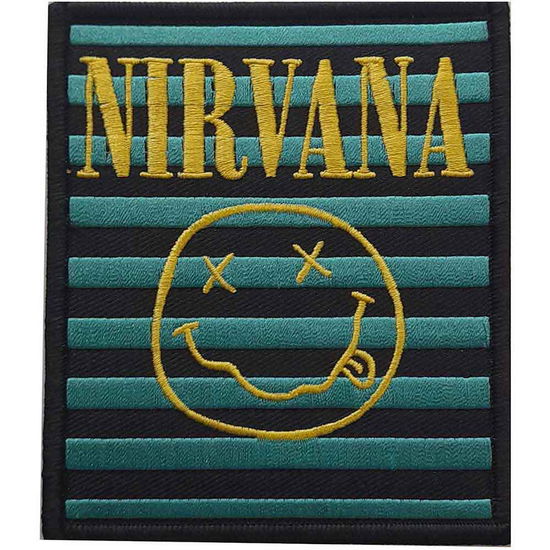 Nirvana Standard Woven Patch: Logo & Happy Face Stripes - Nirvana - Merchandise -  - 5056561041018 - 