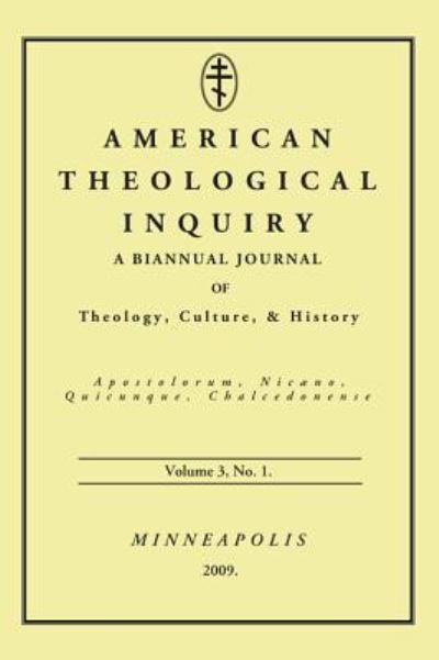 Cover for Gannon Murphy · American Theological Inquiry, Volume Three, Issue One (Hardcover Book) (2010)