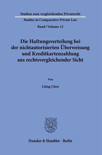 Cover for Chen · Die Haftungsverteilung bei der nic (Book) (2020)