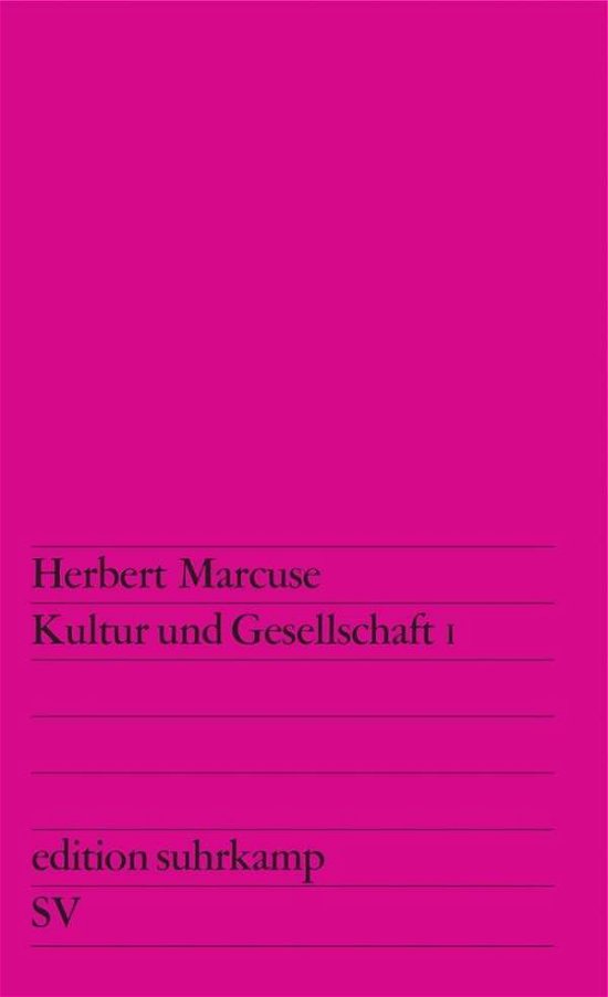 Cover for Herbert Marcuse · Edit.suhrk.0101 Marcuse.kultur U.ges.1 (Book)