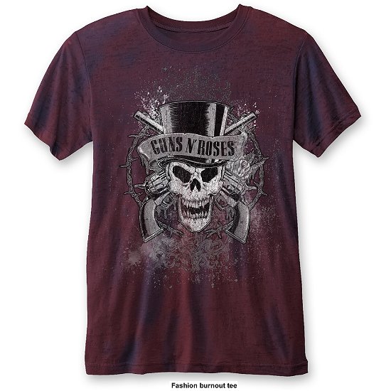 Guns N' Roses Unisex T-Shirt: Faded Skull (Burnout) - Guns N' Roses - Produtos - Bravado - 5055979983019 - 