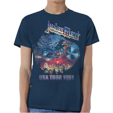 Cover for Judas Priest · Judas Priest Unisex T-Shirt: Painkiller US Tour 91 (T-shirt) [size S] [Blue - Unisex edition] (2018)