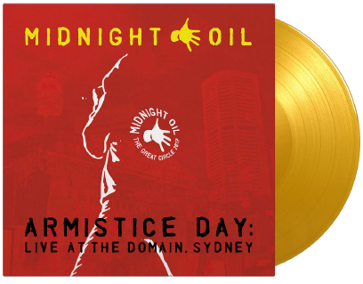 Cover for Midnight Oil · Armistice Day: Live At The Domain, Sydney (LP) [Limited Yellow Vinyl edition] (2023)