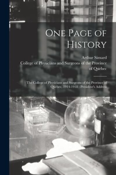 Cover for Arthur 1867-1931 Simard · One Page of History [microform] (Paperback Book) (2021)