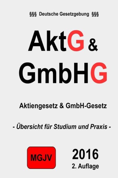 Cover for Redaktion M G J V · Aktg &amp; Gmbhg (Taschenbuch) (2016)