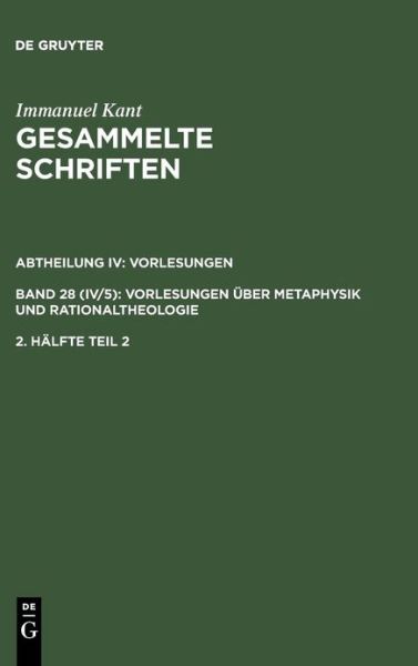Cover for I. Kant · Kant's Schriften.Abt.4/28.2.2 (Bok) (1972)