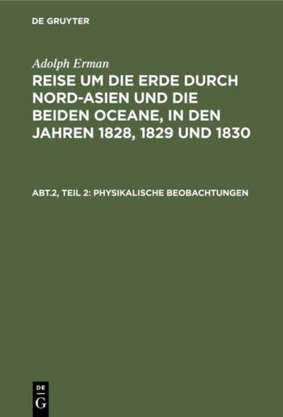 Cover for Adolph Erman · Inclinationen Und Intensitaten, Declinationsbeobachtungen Auf Der See, Periodische Declinationsveranderungen (Hardcover Book) (1901)
