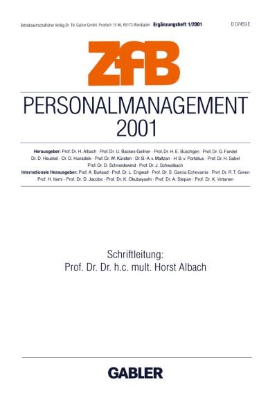 Horst Albach · Personalmanagement - ZFB Special Issue (Paperback Bog) [2001 edition] (2001)
