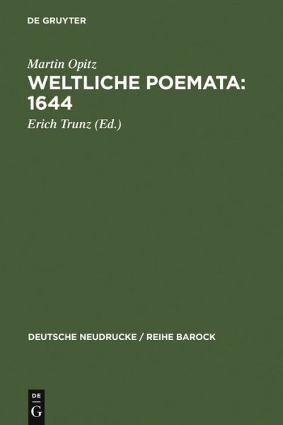 Cover for Opitz · Weltliche Poemata.01 (Book) [0002-rev. edition] (1975)