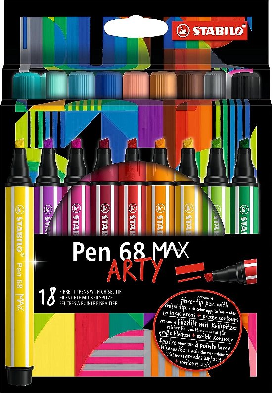 STABILO Pen 68 MAX ARTY - Viltstift Met Dikke Beitelpuntetui - Stabilo - Merchandise -  - 4006381590020 - 