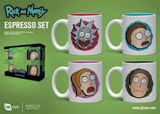 Rick And Morty Set of 4 Espresso Character Mugs - Rick and Morty - Books - ABYSSE UK - 5028486425020 - March 1, 2024