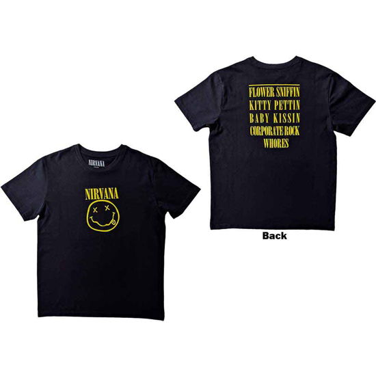 Nirvana Unisex T-Shirt: Flower Sniffin (Back Print) - Nirvana - Fanituote -  - 5056561033020 - 