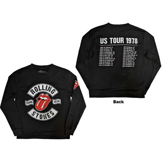 Cover for The Rolling Stones · The Rolling Stones Unisex Sweatshirt: US Tour 1978 (Black) (Back &amp; Sleeve Print) (CLOTHES) [size M] (2023)