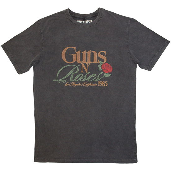 Cover for Guns N Roses · Guns N' Roses Unisex Stone Wash T-Shirt: California 1985 (Charcoal Grey) (T-shirt) [size S] (2024)