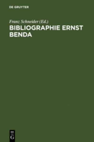 Cover for Franz Schneider · Bibliographie Ernst Benda (Book) (1983)