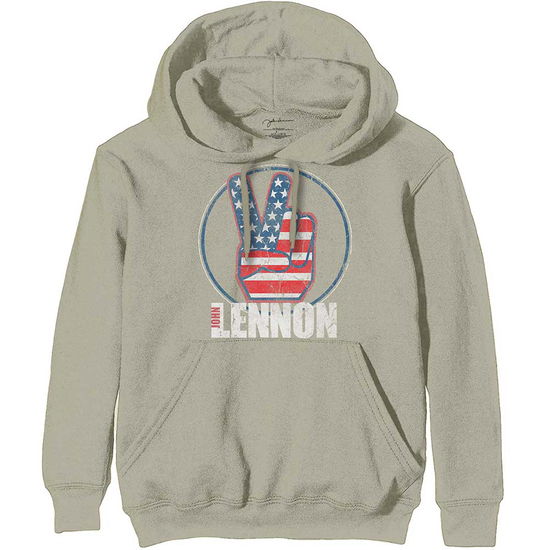 Cover for John Lennon · John Lennon Unisex Pullover Hoodie: Peace Fingers US Flag (Hoodie) [size S] (2022)