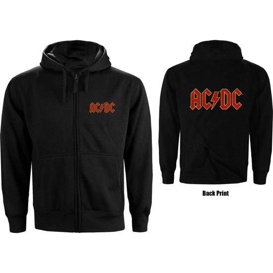 AC/DC Unisex Zipped Hoodie: Logo (Back Print) - AC/DC - Gadżety -  - 5056170666022 - 