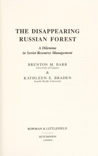 Cover for Barr · Disappearing Russian Forest CB (Book) (1988)
