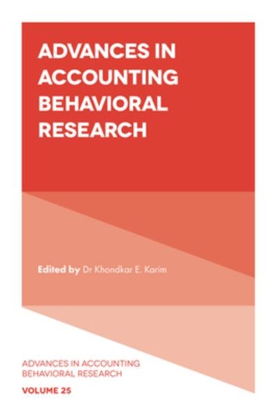 Cover for Khondkar E. Karim · Advances in Accounting Behavioral Research - Advances in Accounting Behavioral Research (Innbunden bok) (2022)