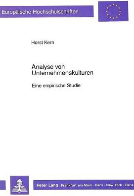 Cover for Kern Horst Kern · Analyse von Unternehmenskulturen: Eine empirische Studie (Paperback Book) (1991)