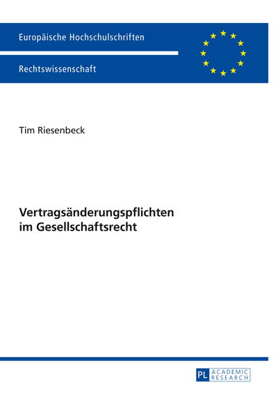 Cover for Riesenbeck Tim Riesenbeck · Vertragsaenderungspflichten im Gesellschaftsrecht (Paperback Book) (2013)