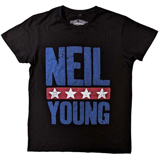 Cover for Neil Young · Neil Young Unisex T-Shirt: Stars Logo (Black) (T-shirt)