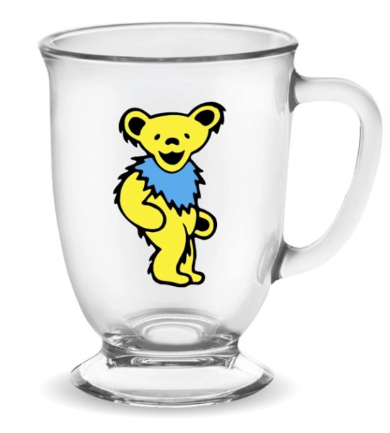Grateful Dead Yellow Dancing Bear 16Oz Glass Cafe Mug - Grateful Dead - Koopwaar - GRATEFUL DEAD - 0674449032023 - 