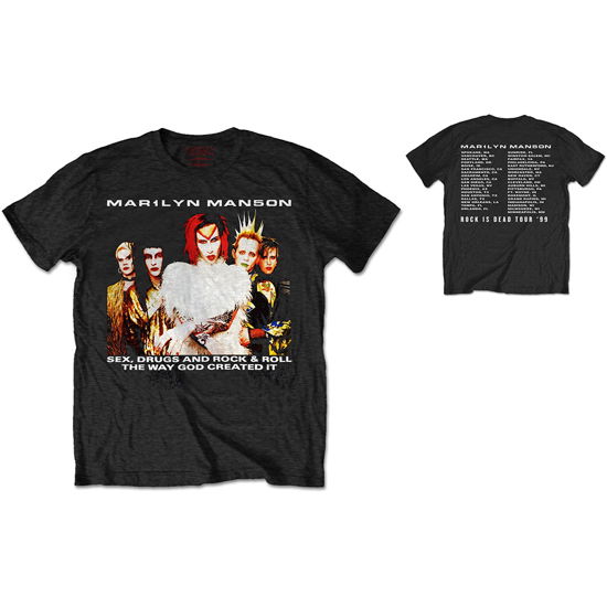 Marilyn Manson Unisex Tee: Rock Is Dead 1999 Tour (Back Print) - Marilyn Manson - Merchandise - Bravado - 5055979968023 - 