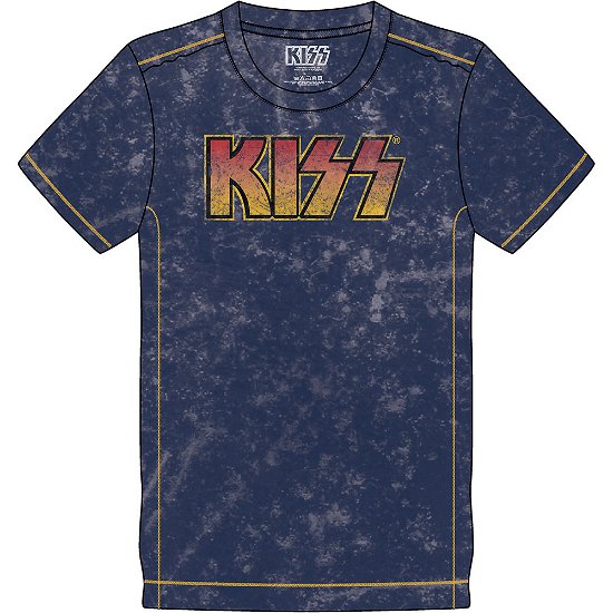Cover for Kiss · KISS Unisex T-Shirt: Classic Logo (Wash Collection) (T-shirt) [size S] [Blue - Unisex edition]