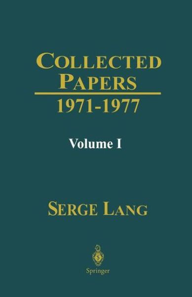 Cover for Serge Lang · Collected Papers I: 1952-1970 (Hardcover Book) (2000)