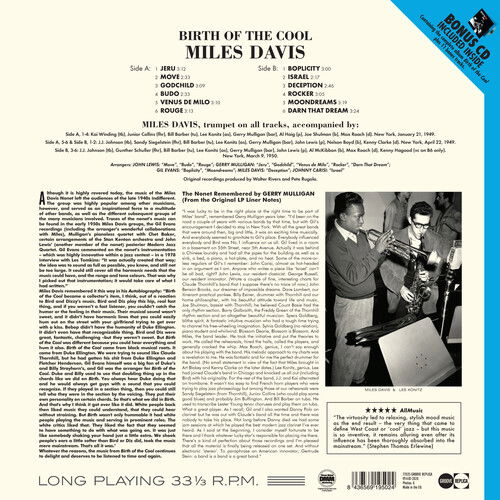 Birth Of The Cool (+Bonus Digi Containing Birth Of The Cool +11 Bonus Tracks) - Miles Davis - Musique - GROOVE REPLICA - 8436569195024 - 9 octobre 2020