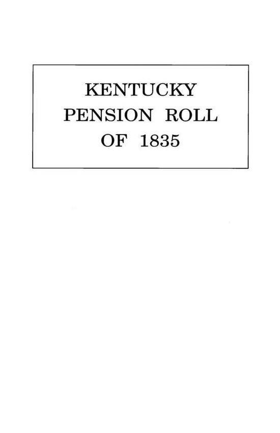 Cover for Us War · Kentucky Pension Roll for 1835 (Paperback Book) (2009)