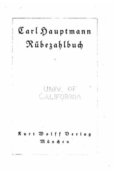 Cover for Carl Hauptmann · Rübezahlbuch (Pocketbok) (2015)