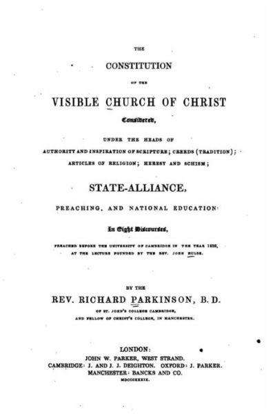 Cover for Richard Parkinson · The Constitution of the Visible Church of Christ (Paperback Book) (2016)