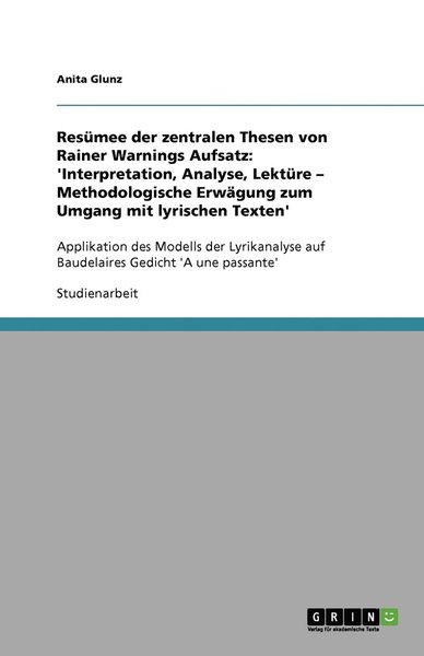 Cover for Glunz · Resümee der zentralen Thesen von (Book) [German edition] (2007)