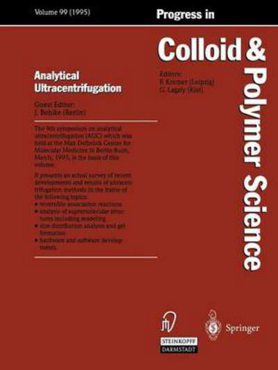 Cover for Joachim Behlke · Analytical Ultracentrifugation - Progress in Colloid and Polymer Science (Paperback Bog) [Softcover reprint of the original 1st ed. 1995 edition] (2013)