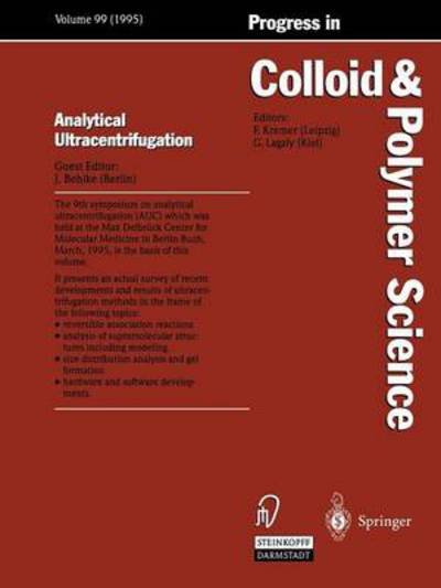 Analytical Ultracentrifugation - Progress in Colloid and Polymer Science - Joachim Behlke - Böcker - Steinkopff Darmstadt - 9783662156025 - 20 november 2013