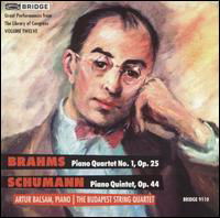 Cover for Brahms / Schumann / Balsam / Budapest String · Great Performances from the Library of Congress (CD) (2001)