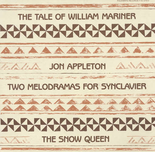 Cover for Jon Appleton · Two Melodramas for Synclavier (CD) (2012)