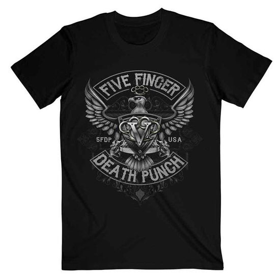 Five Finger Death Punch Unisex T-Shirt: Howe Eagle Crest - Five Finger Death Punch - Produtos - MERCHANDISE - 5056170639026 - 13 de janeiro de 2020