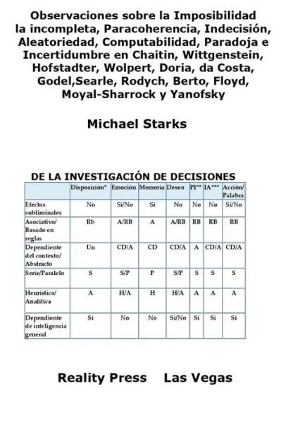 Cover for Michael Starks · Observaciones Sobre Imposibilidad, Incompleta, Paracoherencia, Indecision, Aleatoriedad, Computabilidad, Paradoja E Incertidumbre (Taschenbuch) (2019)