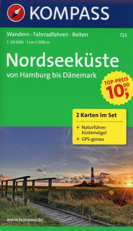 Cover for Mair-Dumont / Kompass · Kompass Wanderkarte: Nordseeküste von Hamburg bis Dänemark (Hardcover Book) (2011)